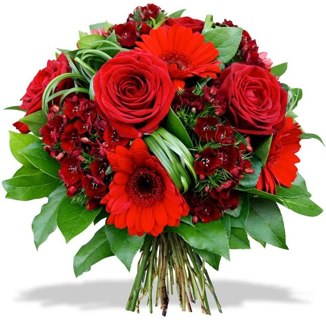 vue bouquet ronde couleur rouge