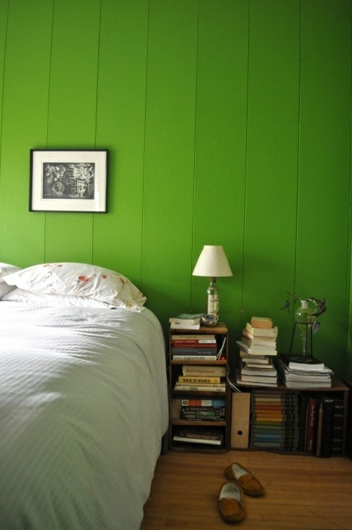 zoom d'un mur vert chambre coucher