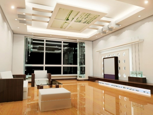 éclairage salon idée-originale-spots-encastres-plafond-luminaire-indirect-superbe