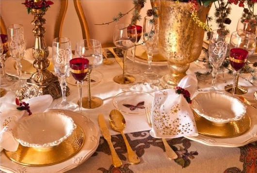 Déco de table de Noël en or