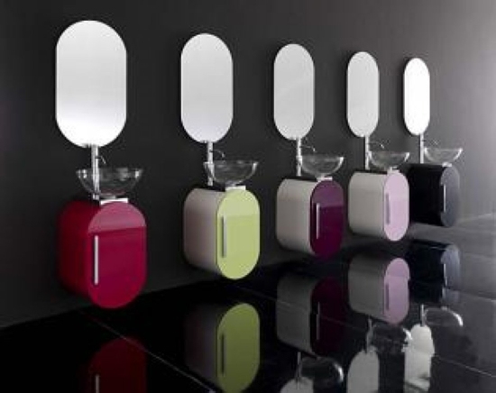 Meubles design pour la salle de bain en couleurs flashy