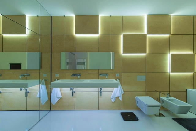 appartement moderne salle de bains eclairage original