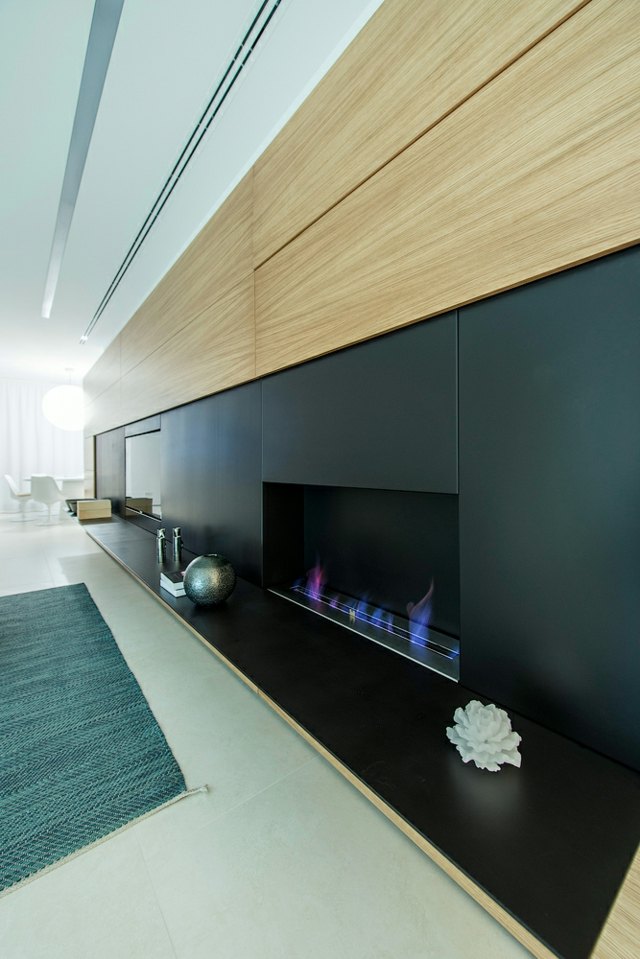 appartment moderne minimaliste cheminee