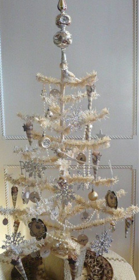 arbre Noel artificiel shabby chic
