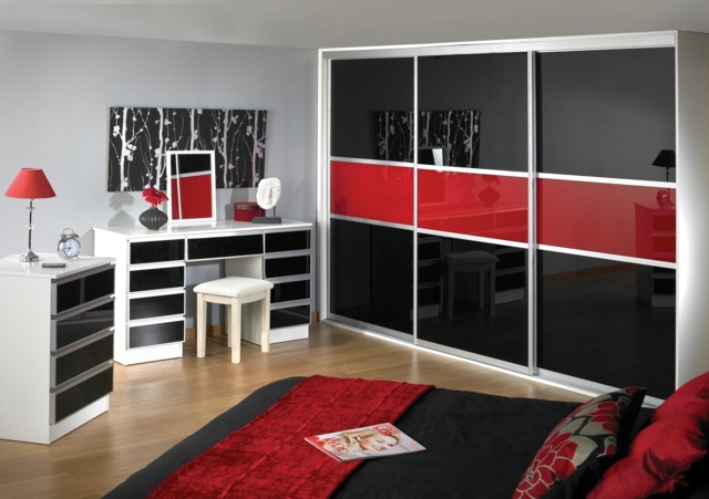 armoire rouge noir design moderne
