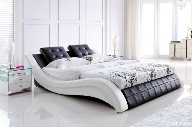 cadre de lit design cuir blanc