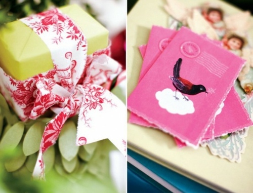 Noël en couleurs vert rose cadeaux  emballage cartes 