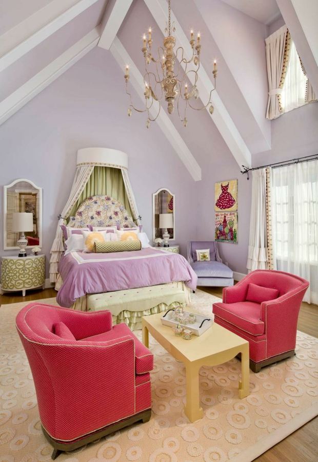 Variante féminine élégante une chambre ado fille violet meubles