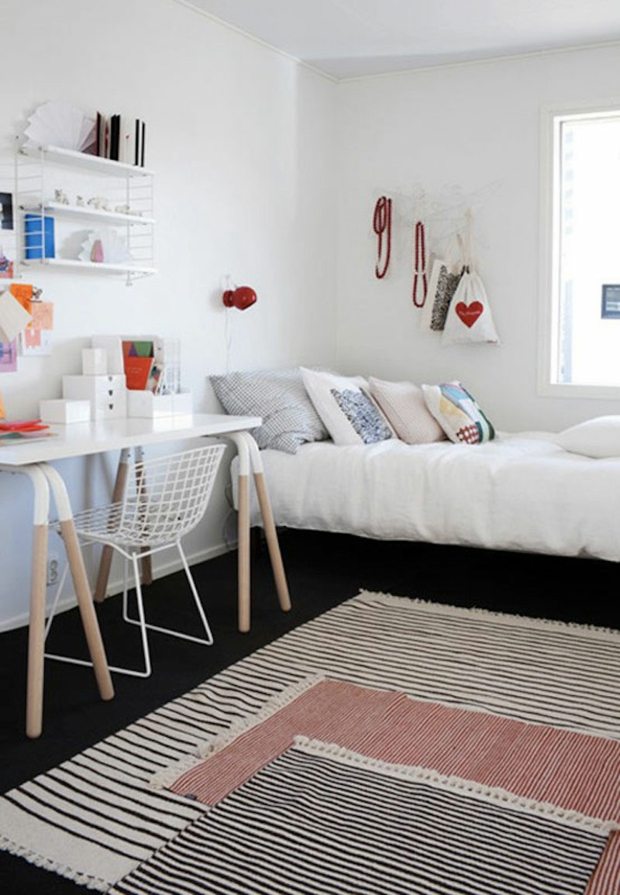 Chambre ado simple meubles contemporains  coussins lit