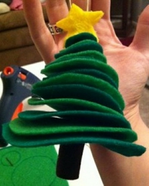 Sapin de Noël atypique en 3D vert tissu diy