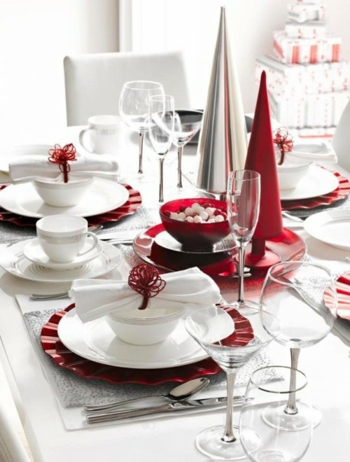 deco table Noel rouge blanc