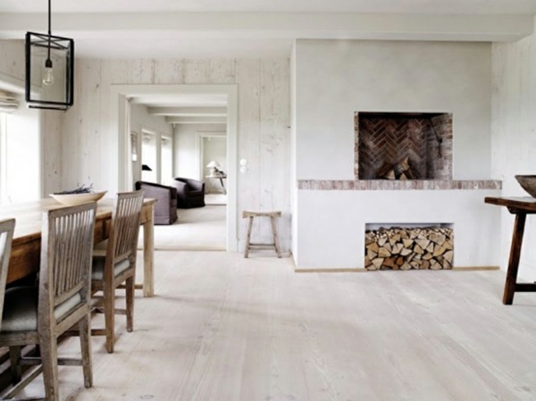 Minimalisme design tons clairs meuble en bois brut
