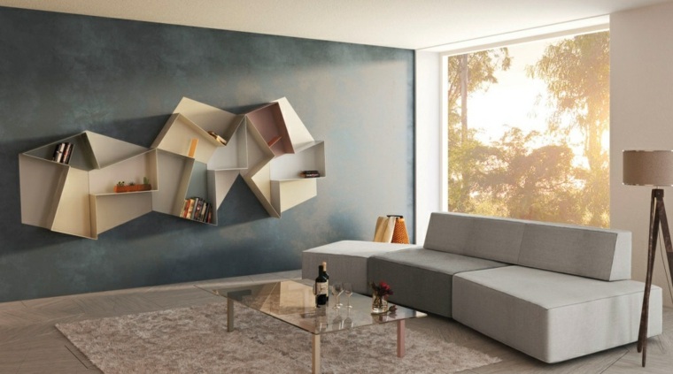 étagère murale design moderne géométrique salon 