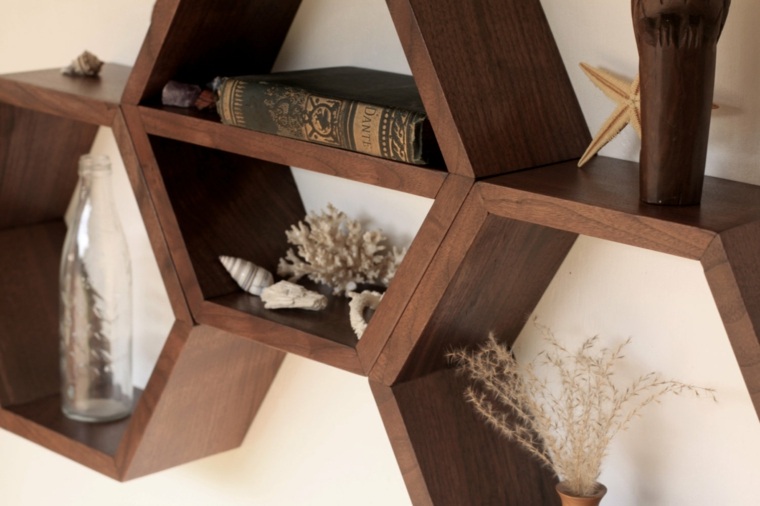 étagère bois géométrie design idée moderne 