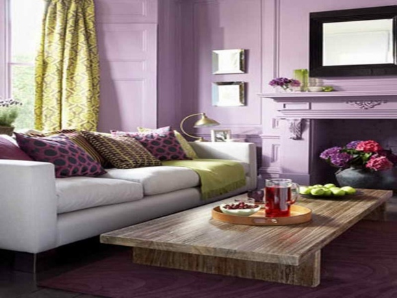 idee deco salon moderne violet