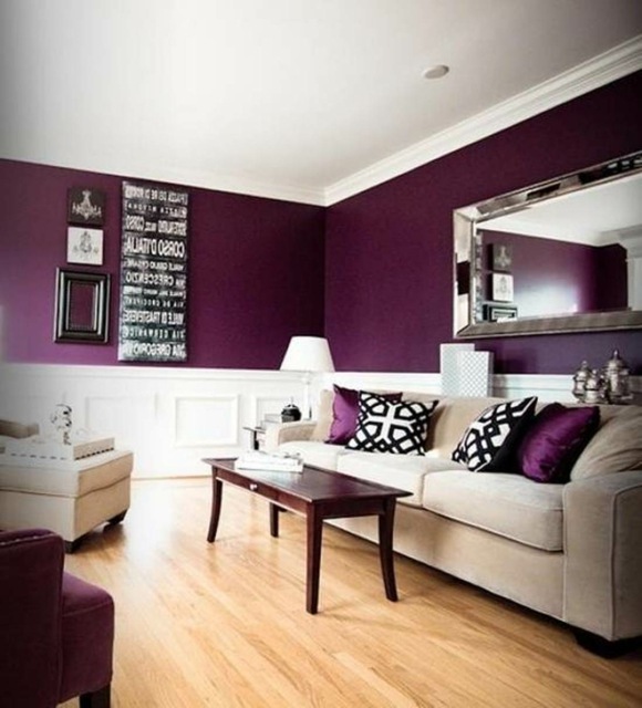 idee deco salon murs violet