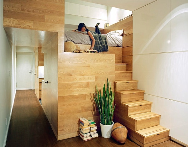 lit mezzanine escalier design bois