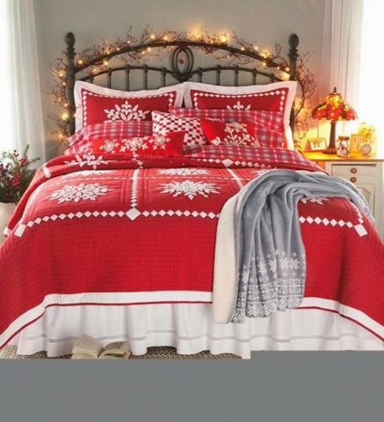 lit élégant et original couvertures rouges accents blancs