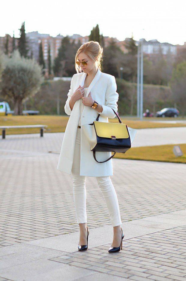 manteau blanc pantalon blanc elegant
