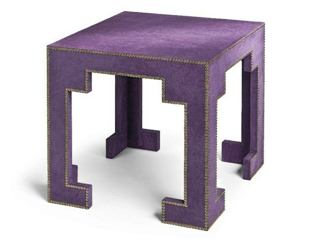meuble table basse géométrique et un peu folle  violet élément métallique 