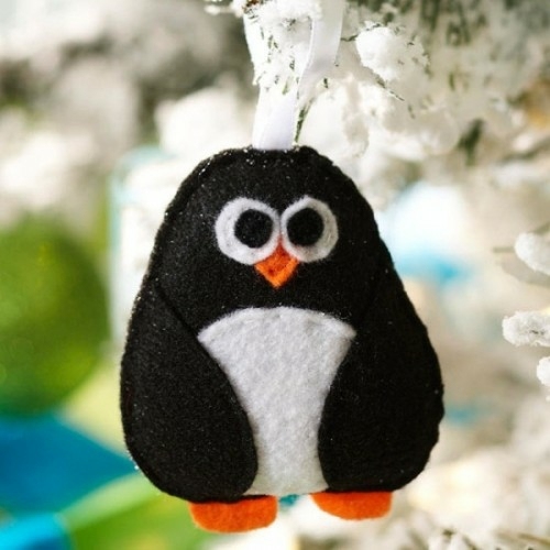Pingouin en tissu déco de Noël inhabituelle ornement diy