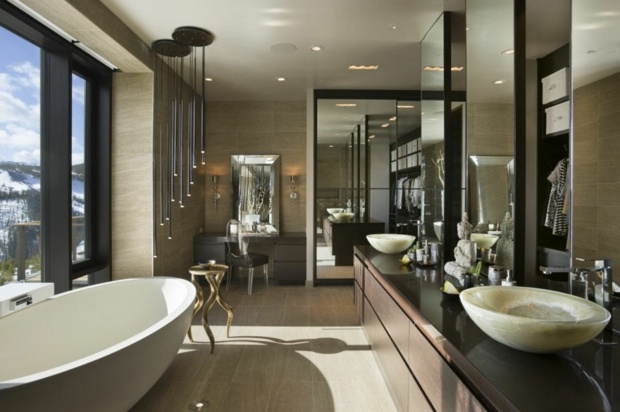 salle de bain elegante chic lustre design vue epoustouflante