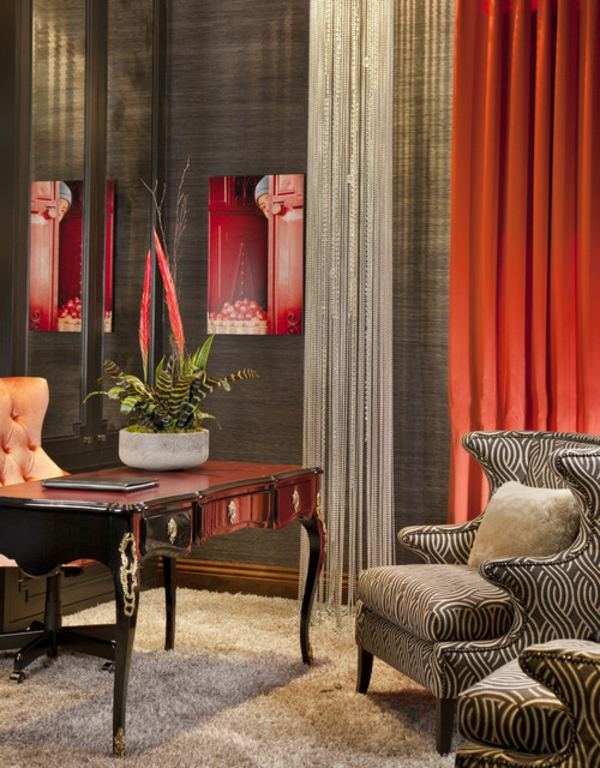 salon design rideaux rouges modernes