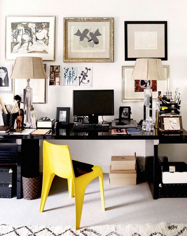 Chaise de bureau jaune stylée contrastée conception entière 