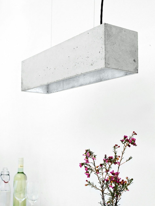 suspension luminaire en beton blanc