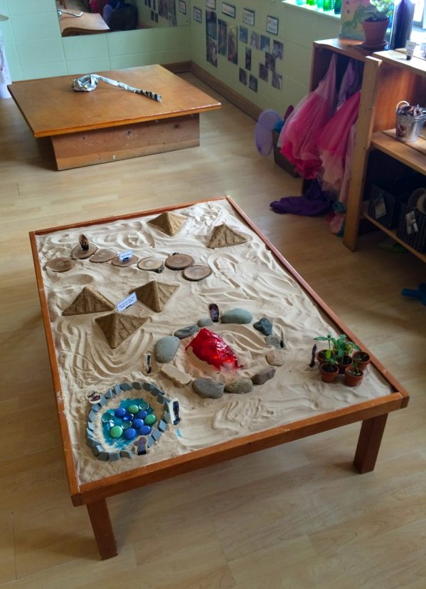 Version ludique avec du sable  diy table cadre bois