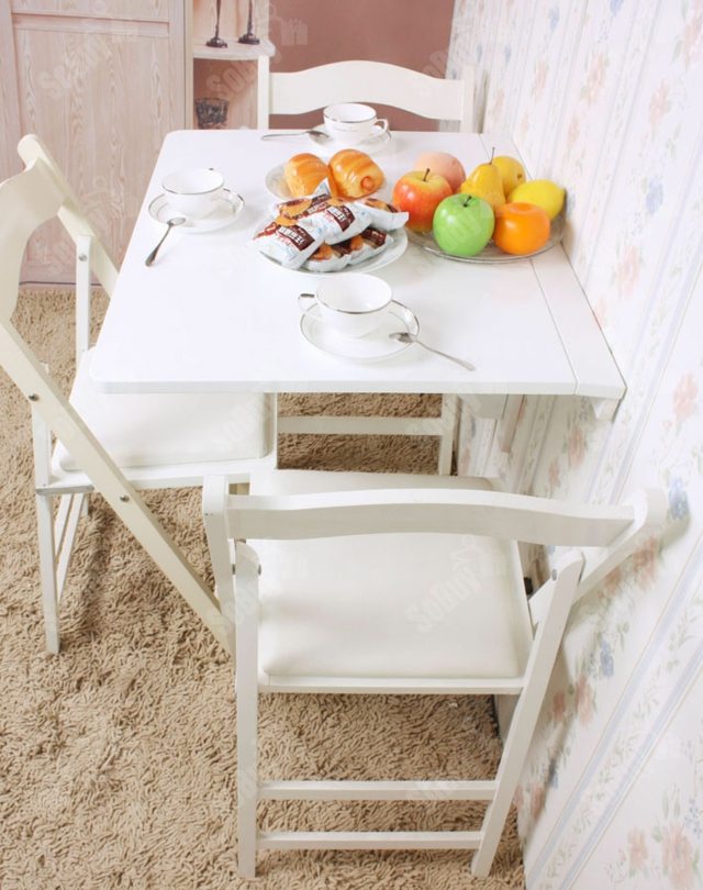 table blanche design cuisine gain de place chaise en bois 