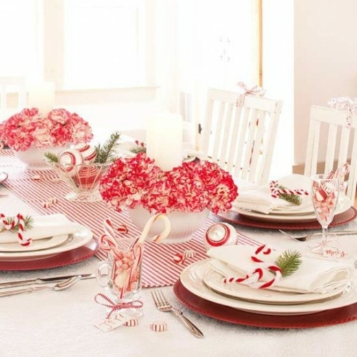 table noel deco rouge blanc