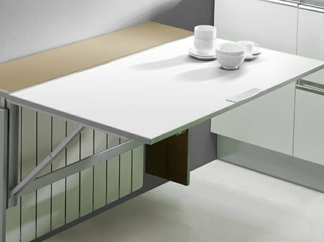 table rabattable métal blanche design cuisine intérieur 