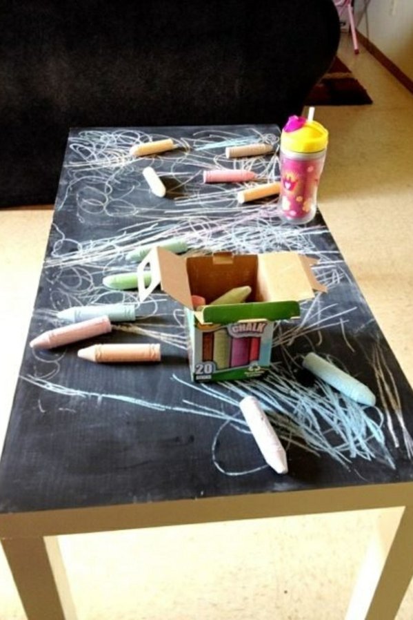 Table enfant craie dessiner surface en tableau noir 