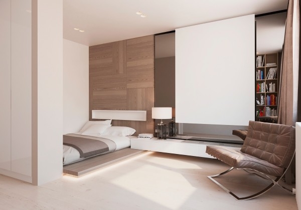 Chambre avec intérieur design moderne et chaleureux