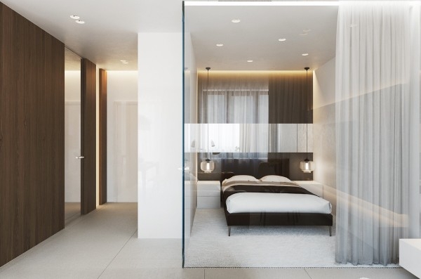 Intérieur design moderne et chaleureux avec des murs en verre