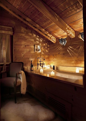 chalet montagne Klosters salle bain bougies