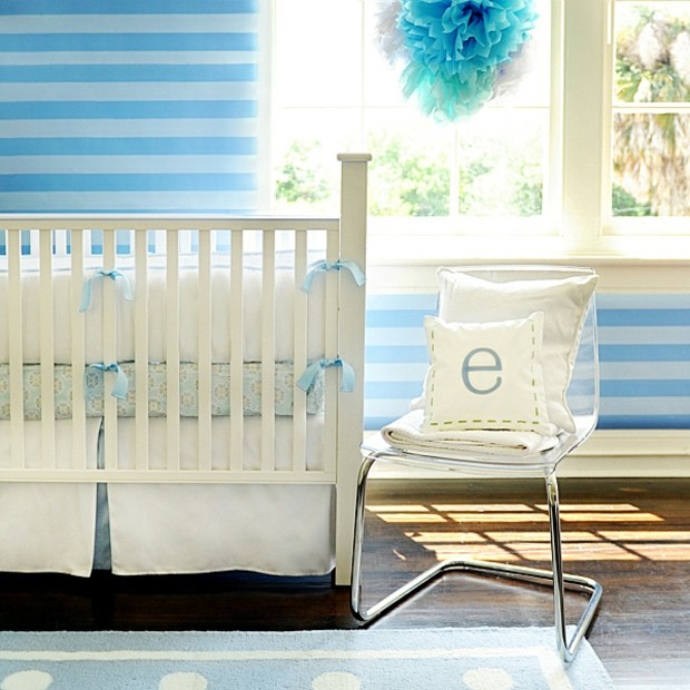aménagement nursery ultra-tendance bleu et blanc