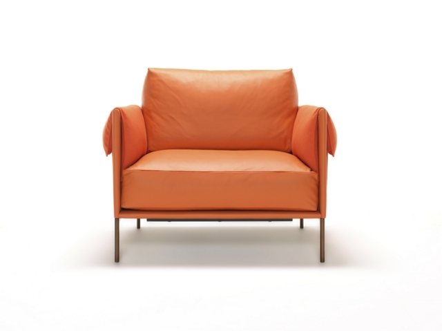 aperçu devant superbe meuble design fauteuil salon en orange vif 