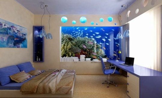 aquarium mural chambre garcon