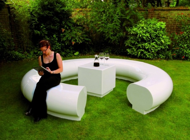 banc de jardin moderne en fibre de verre
