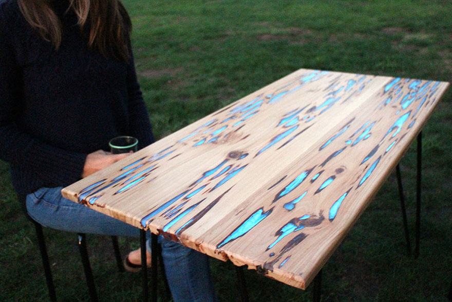 déco brico table originale rare belle outils poudre photoluminescente 