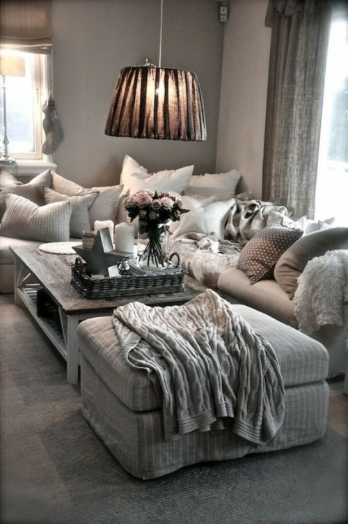 Décoration grise canapé d'angle confortable convivial maison