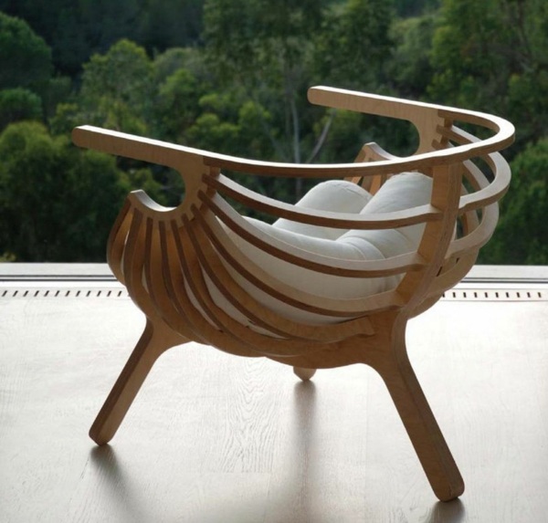 chaise bois design moderne forme nid