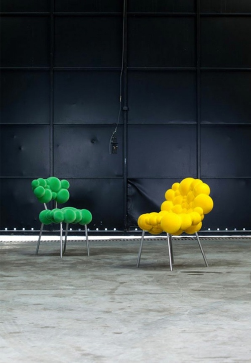 objets meubles chaise de design modern organic color jaune bleu futur