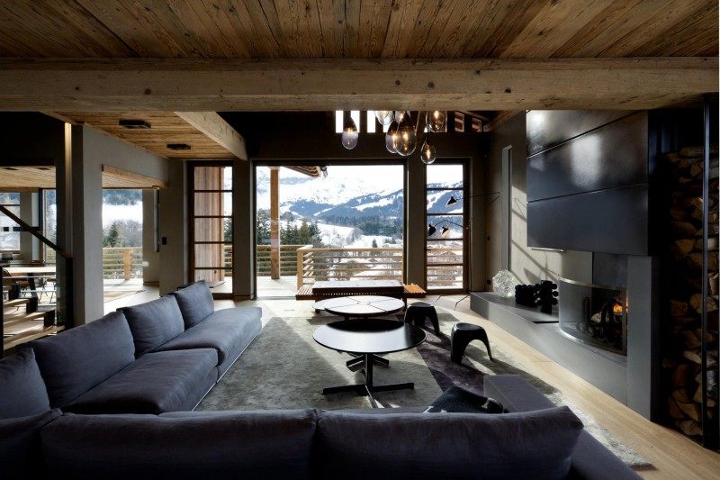 chalet montagne alpes france moderne design bois grand belle vue salon