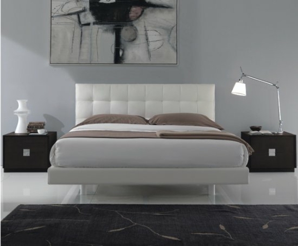 chambre coucher design gris blanc