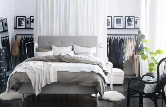 chambre deco moderne lit gris