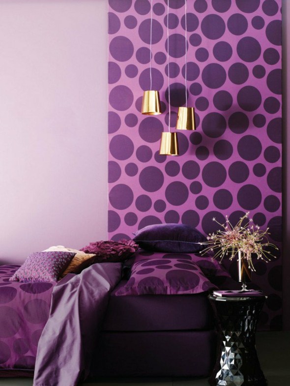chambre violet deco moderne elegante