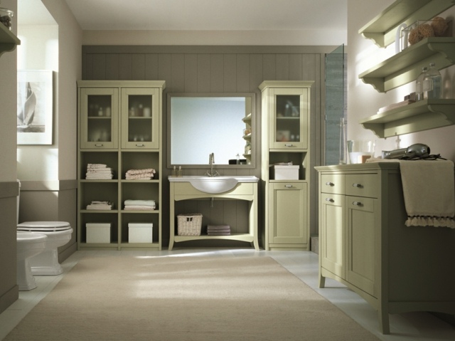 Design meubles salle de bains rustique et classique vert pâle